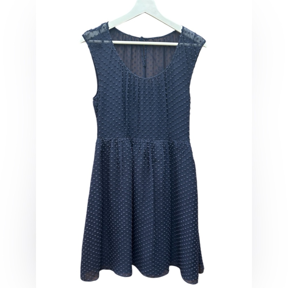 J.CREW Women’s Polka Dot Fit Flare Scoop Neck Sleeveless Navy Blue Dress Size: 6